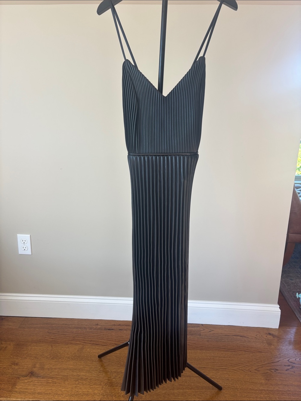 NWT banana republic factory Black Pleated V-Neck faux leather